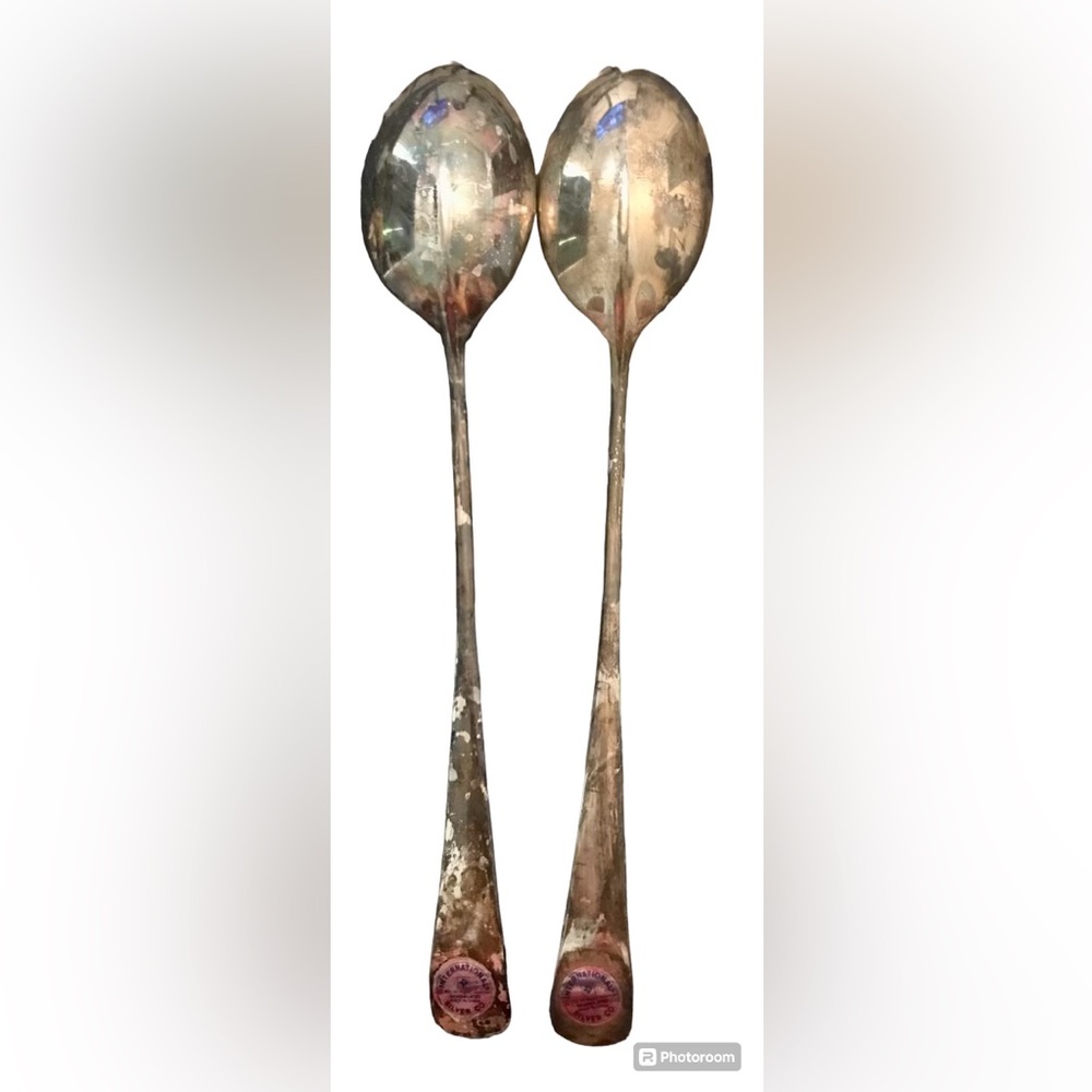 Vintage Silver Plated Serving Spoons set of 2 International Silver Company 13”